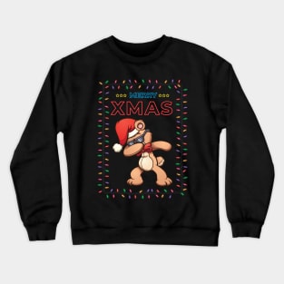 Merry Xmas Dabbing Christmas Bear with Lights, Great matching family apparel for Christmas day Crewneck Sweatshirt